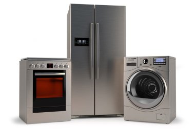 domestic appliances,Washer, refrigerator, stove clipart