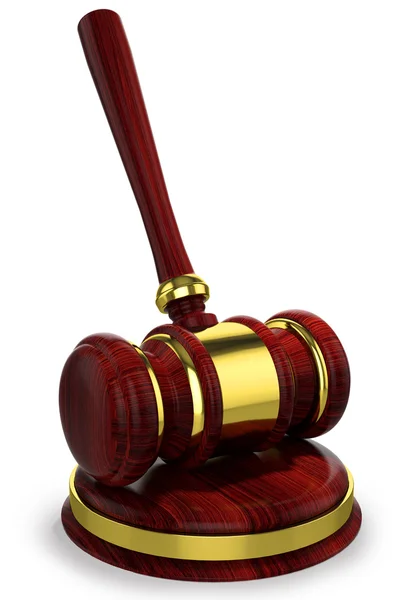 Judges wooden hammer, isolated on white background — Stock Photo, Image