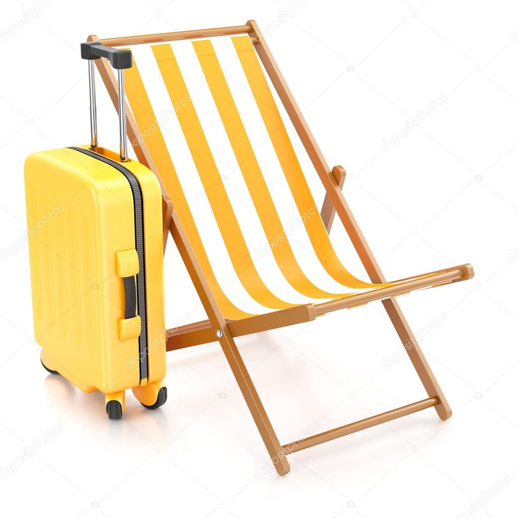 chaise longue, suitcase