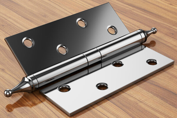 hinge holes on a wooden surface