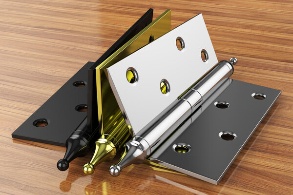 hinge holes on a wooden surface