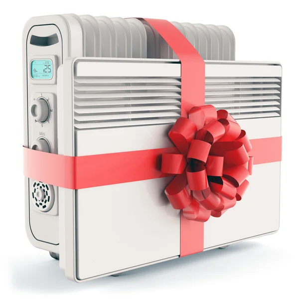 Heaters with red ribbon and bow — Stock Photo, Image