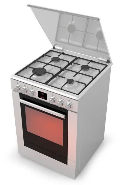 Κουζίνα αερίου με φούρνο απομονωθεί σε λευκό φόντο — Φωτογραφία Αρχείου