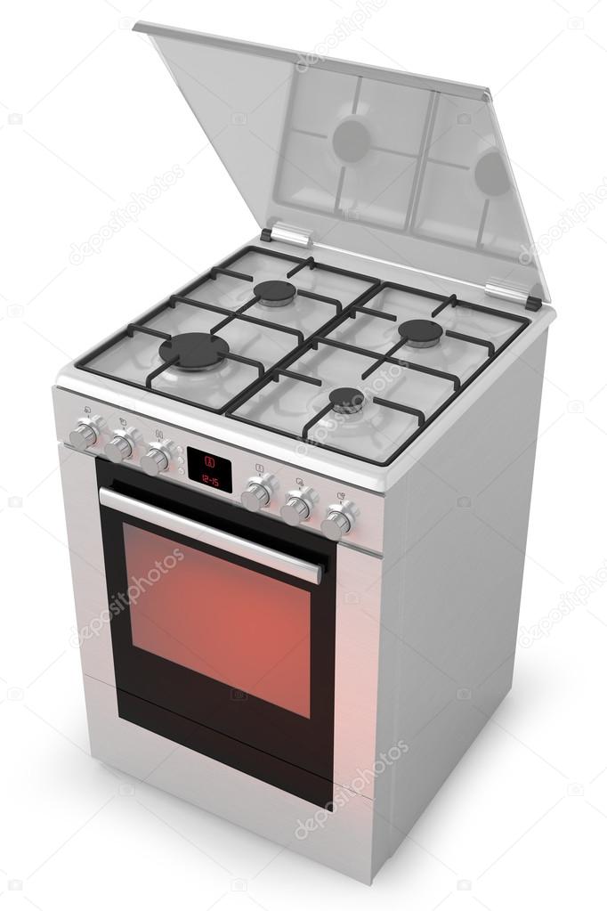 gas stove with oven isolated on a white background