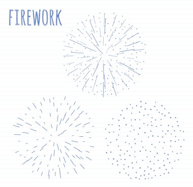 dizi içinde çeşitli parlak şekiller soyut vektör patlama kroki Festival havai fişek illüstrasyon izole