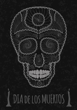 Dia de Muertos dövme kafatası gün ölü monokrom. Flyer şablonu. taş doku