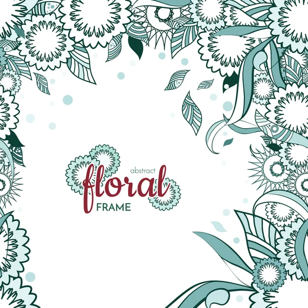 Fondo de marco floral y ornamental con flores abstractas y monocromo — Archivo Imágenes Vectoriales