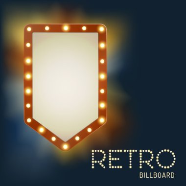 Vintage Retro ışık afiş parlak ampul ile parlayan. Gerçekçi ışıkları ile şeffaf kızdırma. Vektör çizim.