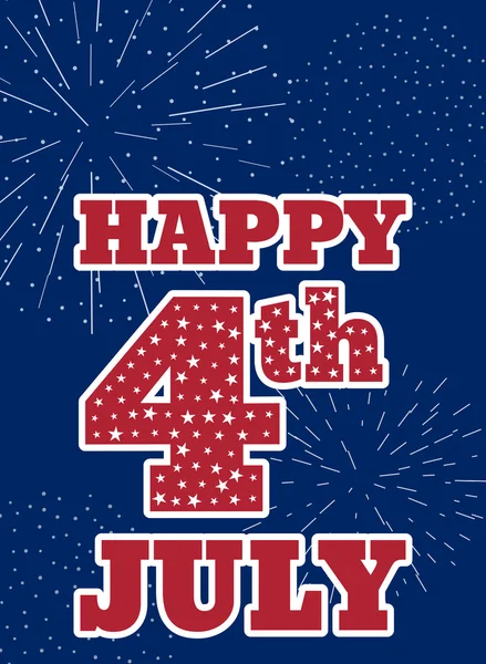 Design vintage per il 4 luglio Independence Day USA. Progettato nei colori della bandiera americana tradizionale con fuochi d'artificio . — Vettoriale Stock
