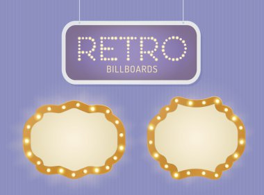 Retro ışık afiş kesimine ile parlayan vintage kümesi. Gerçekçi ışıkları ile şeffaf kızdırma. Vektör çizim.