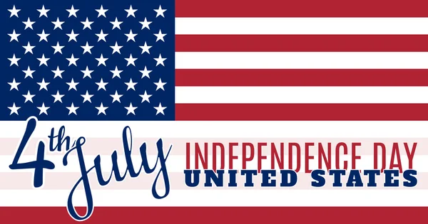 Projeto de cartão para o dia da independência de 4 de julho EUA. Projetado em cores tradicionais da bandeira americana e tipo típico . —  Vetores de Stock