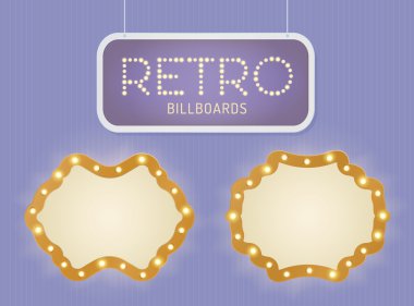 Retro ışık afiş kesimine ile parlayan vintage kümesi. Gerçekçi ışıkları ile şeffaf kızdırma. Vektör çizim.