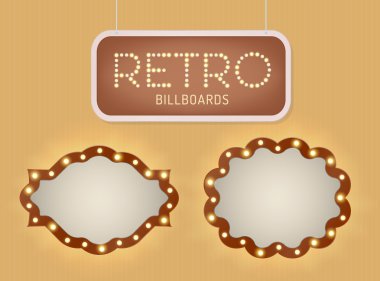 Retro ışık afiş kesimine ile parlayan vintage kümesi. Gerçekçi ışıkları ile şeffaf kızdırma. Vektör çizim.