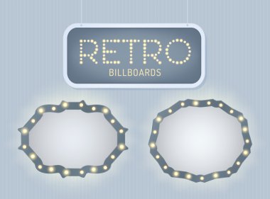 Retro ışık afiş kesimine ile parlayan vintage kümesi. Gerçekçi ışıkları ile şeffaf kızdırma. Vektör çizim.