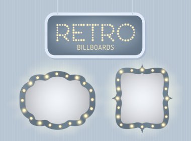 Retro ışık afiş kesimine ile parlayan vintage kümesi. Gerçekçi ışıkları ile şeffaf kızdırma. Vektör çizim.