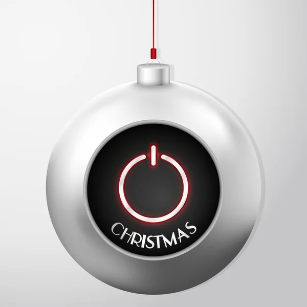 Boule de Noël avec bouton d'alimentation — Image vectorielle
