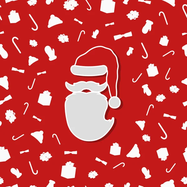 Festive motif sans couture de Noël rouge avec abstrait Père Noël plat — Image vectorielle