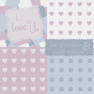 Dizi sorunsuz shaggy yama ve karalama desen