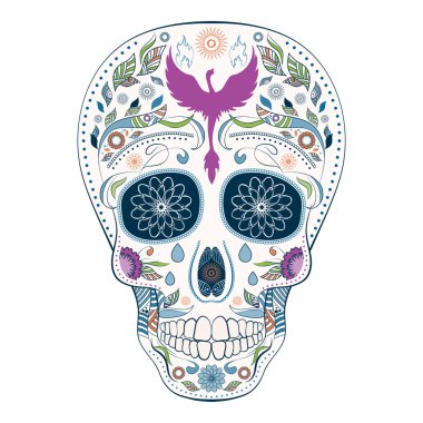 Dia de Muertos dövme kafatası süslü gün Dead