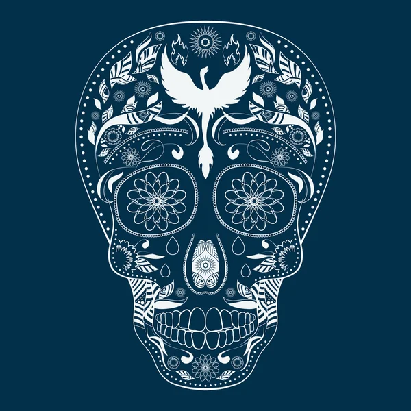 Dia de Muertos tatuaje cráneo adornado día de los muertos — Archivo Imágenes Vectoriales