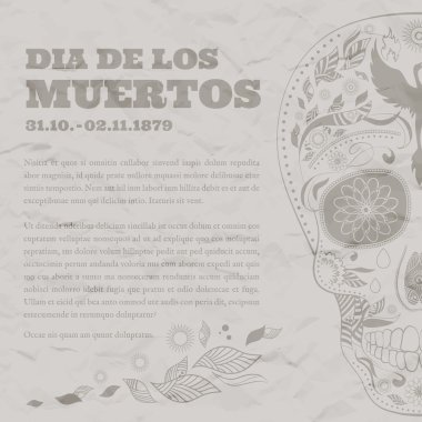 Vintage Poster Dia de Muertos dövme kafatası süslü gün Dead kağıt zarar