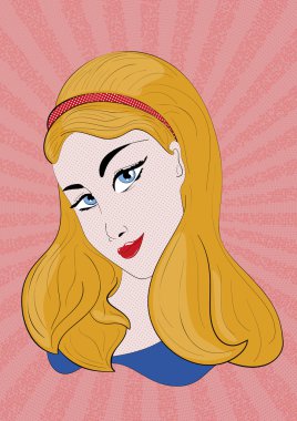 Kız çizgi roman popart tarzı retro vektör çizim