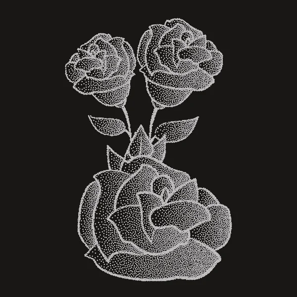 Hand drawn flower bouquet, rose halftone