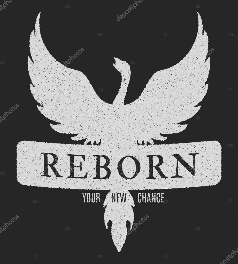 Phoenix symbol vintage  logos, emblems, silhouettes and design elements. Symbolic and outdoor logos with grunge textures. Retro style, grunge, used optic, old. Vector