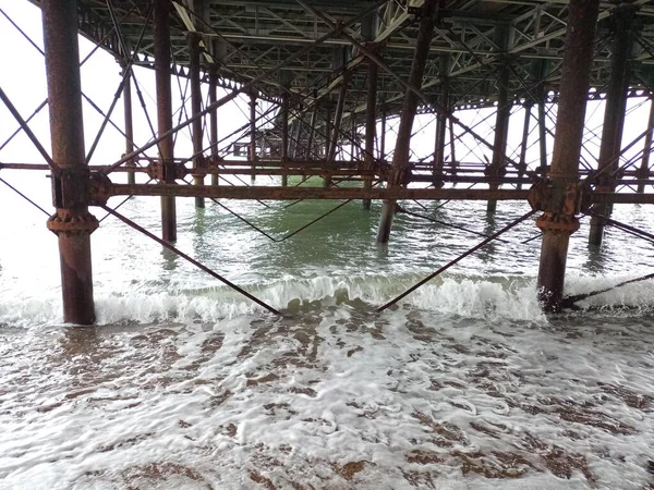 Strand Seite Wasser Pier — Stockfoto