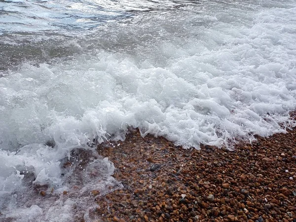 Plage Côté Océan Vagues Sur Les Rochers Front Mer Par — Photo