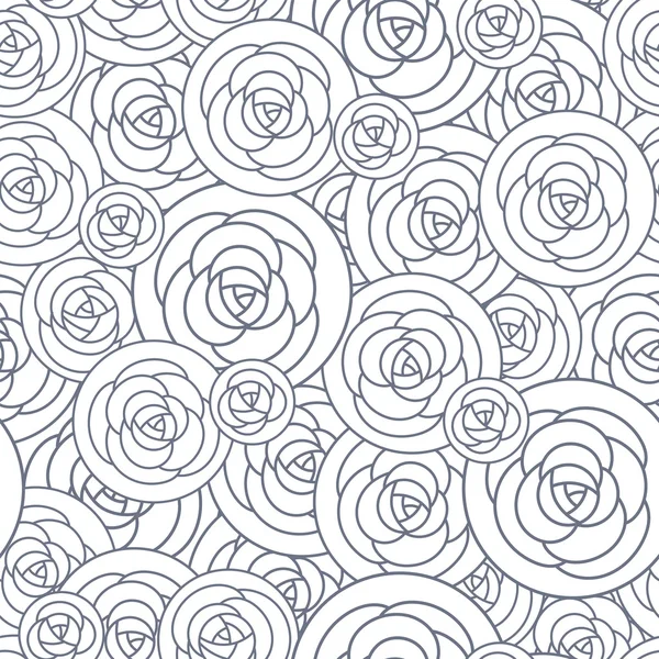Patrón sin costura vectorial con contorno de rosas decorativas. Hermoso fondo floral, flores abstractas elegantes . — Vector de stock