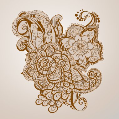 Kına dövme çiçek ve yaprakları