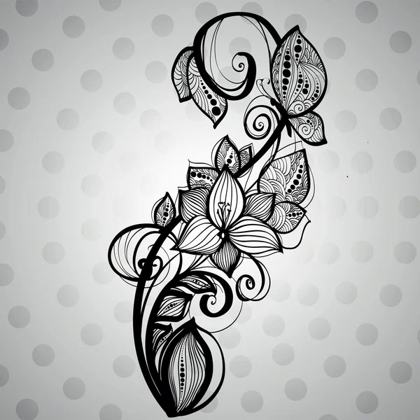 Mariposa sentada sobre una flor con remolinos — Vector de stock