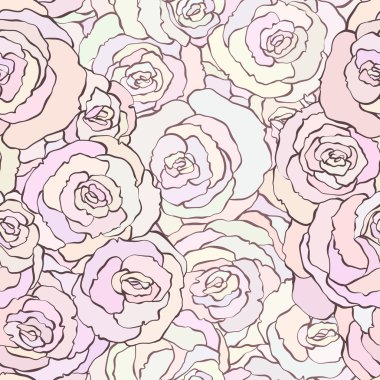 Yumuşak pastel pembe renklerde güzel güller ile Seamless Modeli