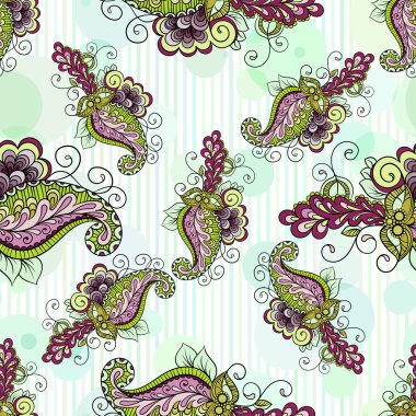 Şık bukleler ve şeritler ile Seamless desenli modeli