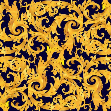 Golden seamless vector victorian baroque  background . Renaissance decorations clipart