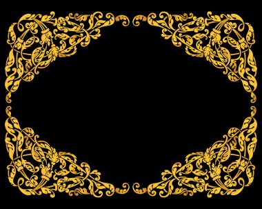 Zengin altın Barok kıvırcık süs çerçeve tasarımı için vektör