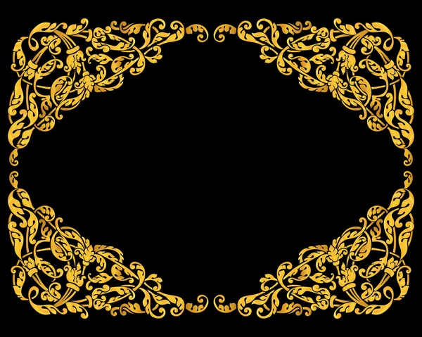 Rich gold vector baroque curly ornamental frame for design — Stock Vector