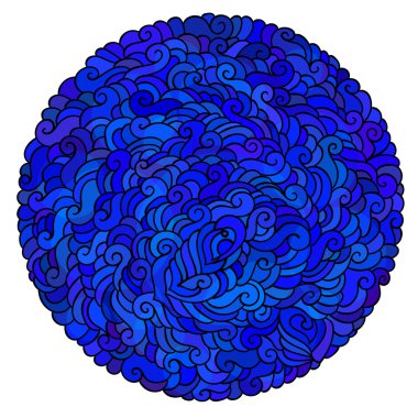 Mavi okyanus su swirls yuvarlak şeklinde suluboya etkisi ile