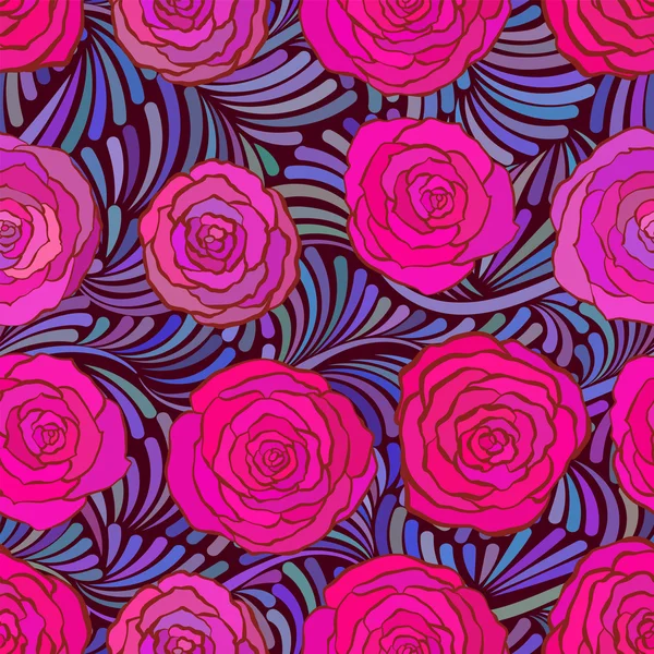 Nahtloses Muster mit schönen rosa Rosen — Stockvektor
