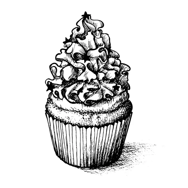 Conjunto de cupcake dibujado a mano para colorear libro — Vector de stock