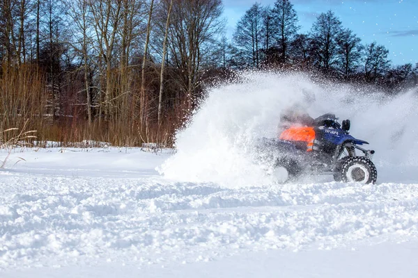 Quad Bike Winter Ride Winter Forest Winter Day — Stock Photo, Image