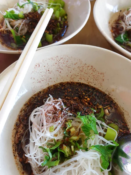 Nouilles Claires Bœuf Braisé Avec Boules Viande Ragoût Soupe Viande — Photo