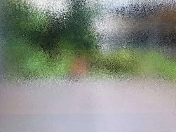 Nach Dem Regen Fällt Wasserdampf Auf Fensterglas — Stockfoto