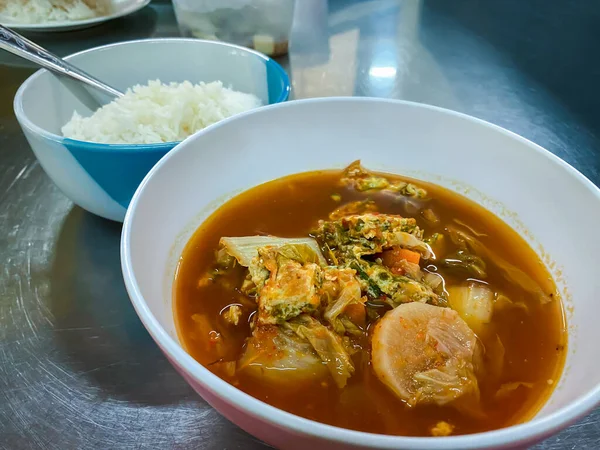 Hot Sour Katuri Flower Soup Koop Thaise Straat Voedsel Markt — Stockfoto