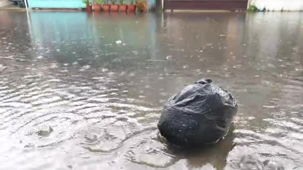 Water Flood Bangkok City Problem Manhole Overflow Drainage System Full — Stock Video