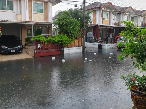 Bangkok Thailand August 2021 Water Flood Bangkok City Problem Manhole — Stock Photo, Image