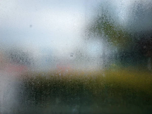 Vatten Droppar Ånga Regn Fönsterglas Efter Regnet — Stockfoto