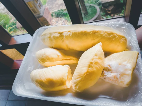 Durian Rey Fruta Tailandia Fruta Asiática Tiene Una Cáscara Espigas — Foto de Stock