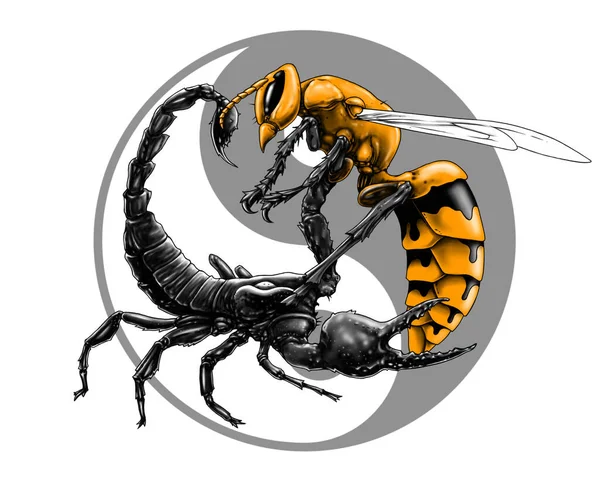 Skorpion Hornisse Yin Yang — Stockfoto